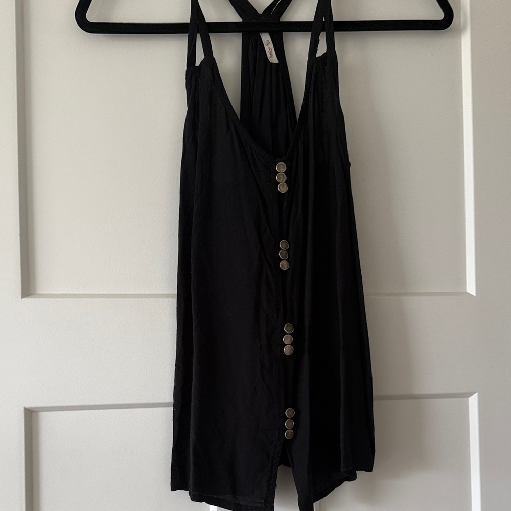 Black Button-Down Women's Top